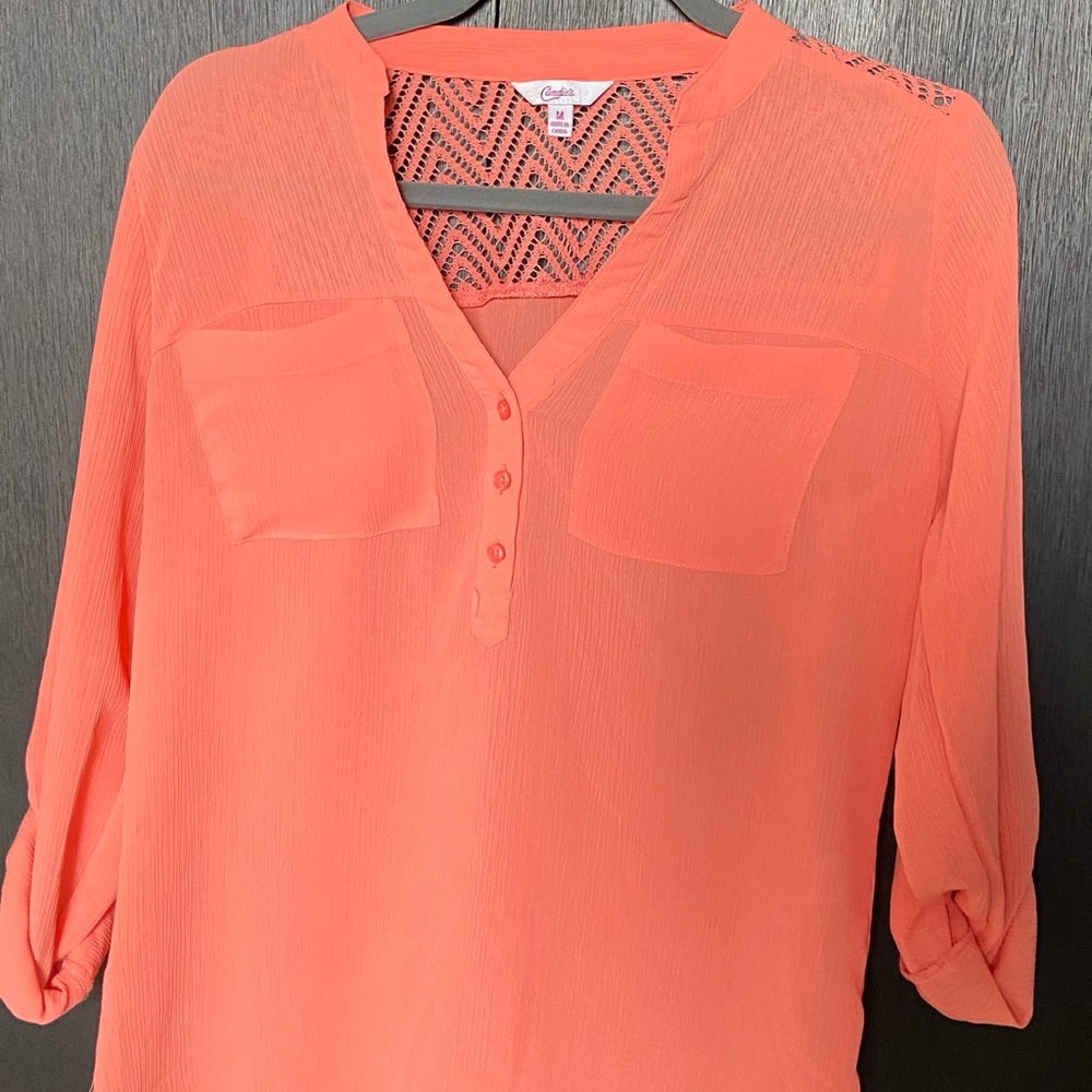 Sheer peach blouse